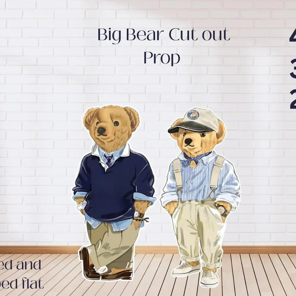 4ft Polo Bear with Sweater Baby Shower Stand-Up Prop
